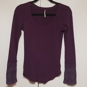 Free People Lovely Lady Thermal w/ Lace Cu…